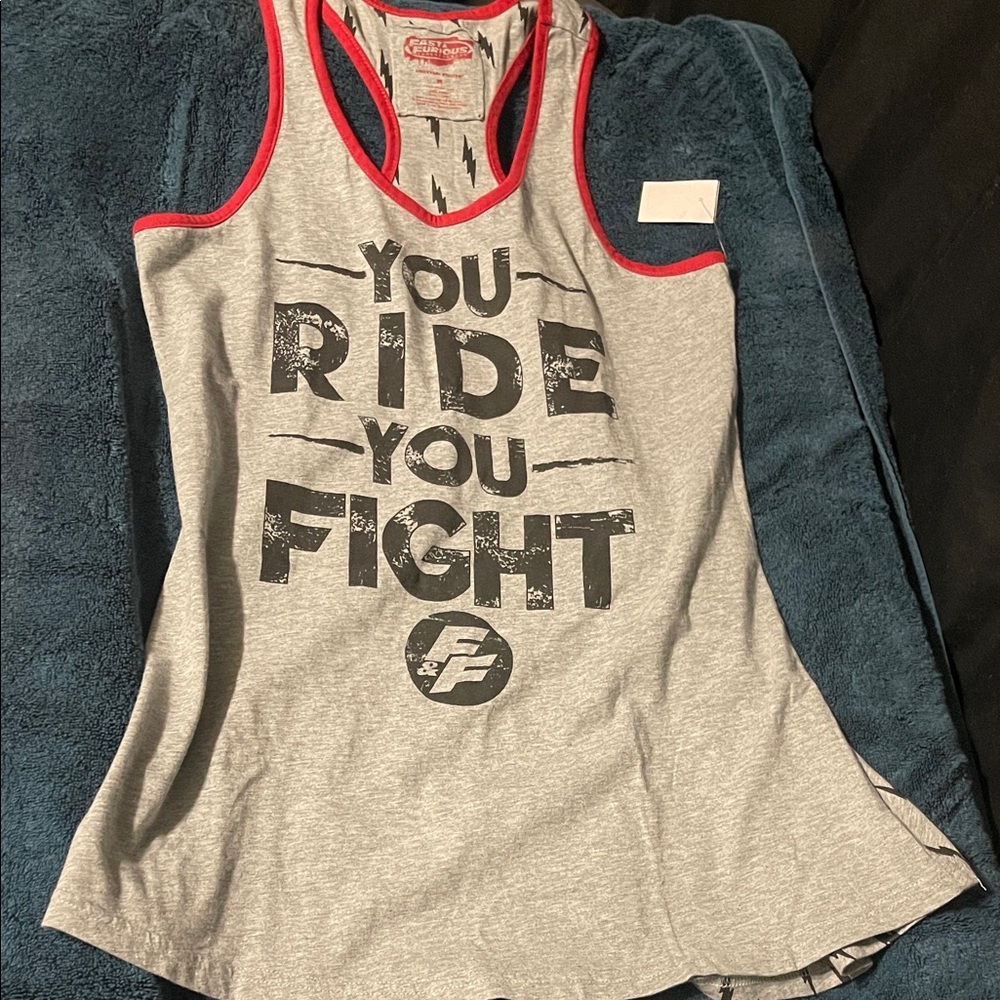 NWT Fast & Furious Gray women’s  Tank Top with Red Trim
